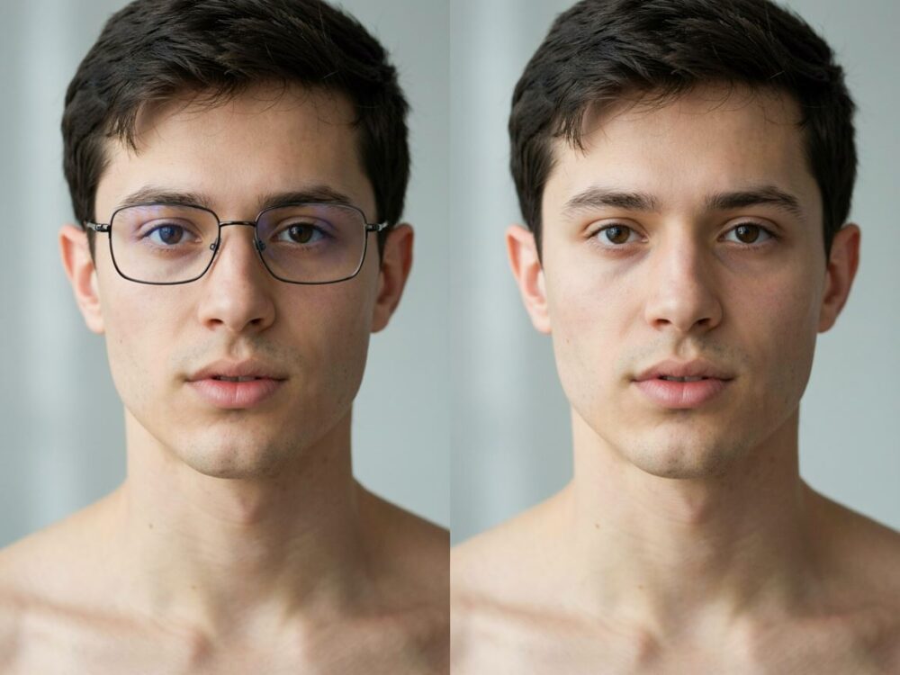 portret bez okularów do dokumentu