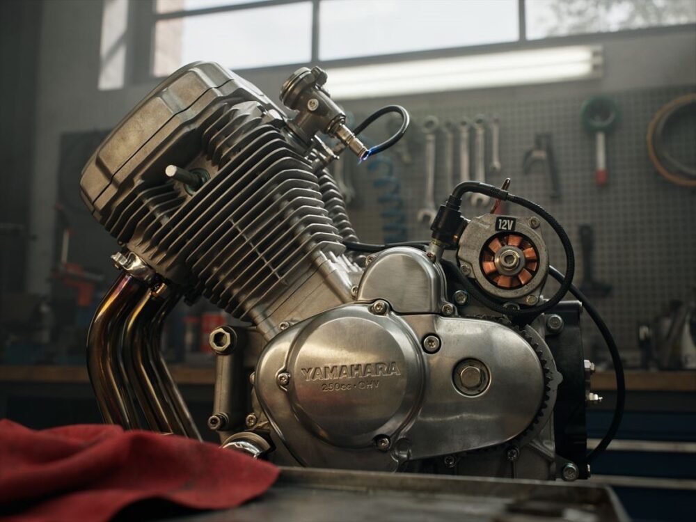 rozrusznik motocyklowy w ruchu