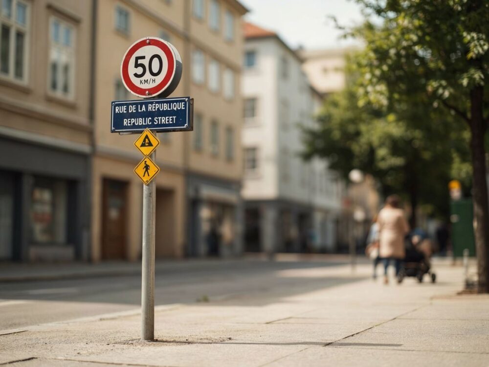 słupki drogowe w krajobrazie miejskim